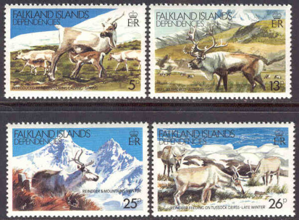 Falkland Islands Dep. - M  102-105 Djur - Renar, serie 4 kpl **