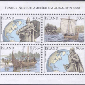 Island – F  980-983 (BL 33) Upptäckten av Amerika – Vikingaskepp, block **