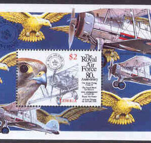 Liberia – M BL 193 Flyg, Falk, dubbeldäckare, RAF 80 år, block**