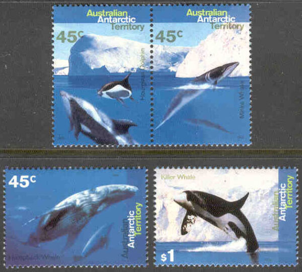 Australian Antarctic Ter. - M  102-105 Valar och Delfiner, 4 kpl **
