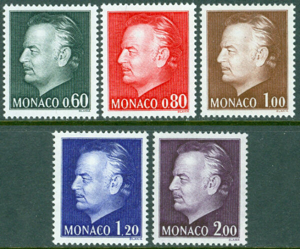Monaco - M 1143-1147 Furste Rainier III, 5 kpl **