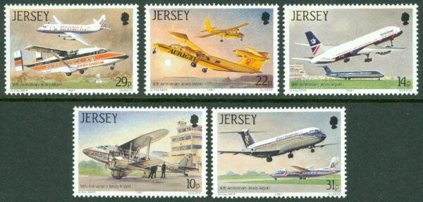 Jersey - M  400-404 Flygets historia III - Flygplats på Jersey 50 år, 5 kpl **