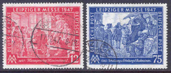 Tyskland Allierad besittning gemensamhetsutgåvor - M  965-966 Leipzigs höstmässa, 2 kpl stpl