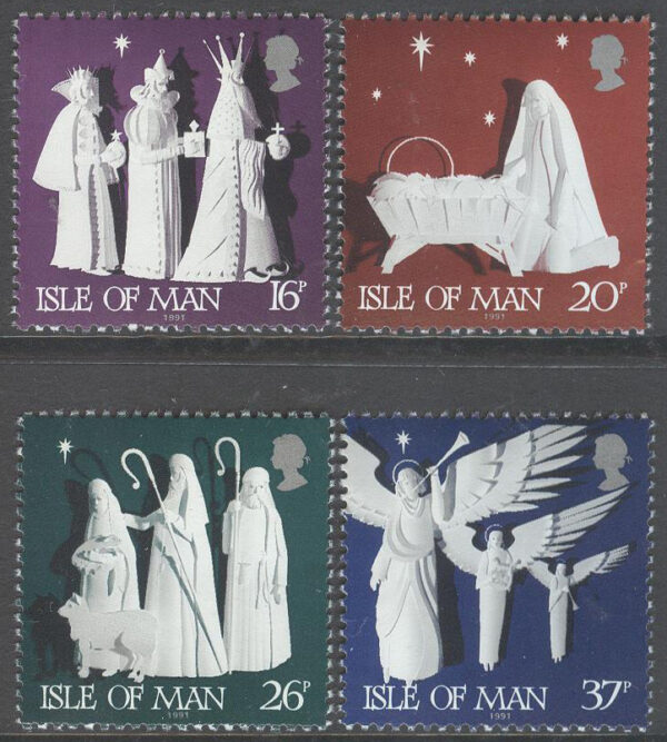 Isle of Man - M  484-487 Jul 1991 bla Maria med Barn, 4 kpl **
