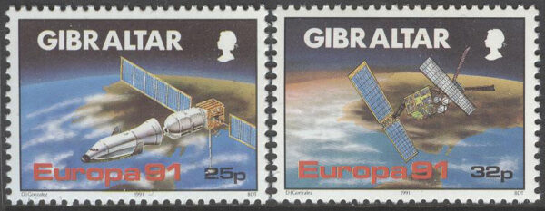 Gibraltar - M  613-614 Europa CEPT 1991 Europa i Rymden, 2 kpl **