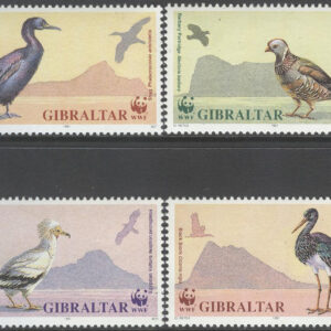 Gibraltar – M  619-622 Fåglar bla Svarthäger – Naturskydd – WWF, 4 kpl **