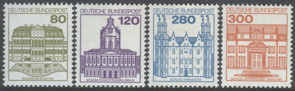 Tyskland - M 1140-1143 Borgar & Slott bla i Wilhelmsthal, serie 4 olika **