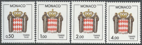 Monaco - M P   87-90 Statsvapen - Portomärken, serie 4 kpl **