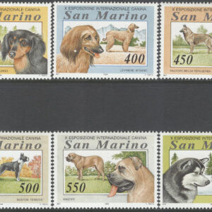 San Marino – M 1558-1563 Hundutställning bla Alaskan malamute, serie 6 kpl **
