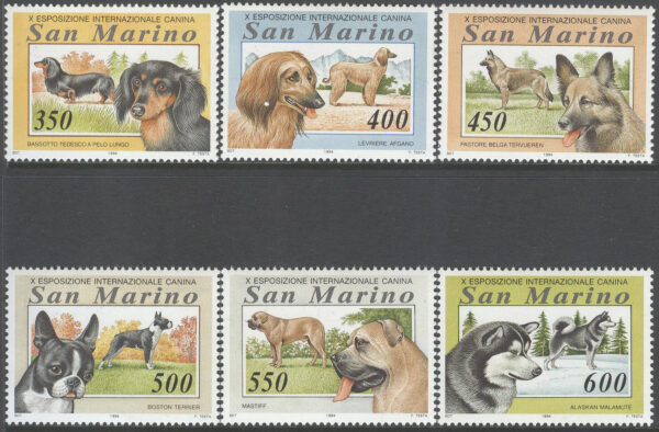 San Marino - M 1558-1563 Hundutställning bla Alaskan malamute, serie 6 kpl **
