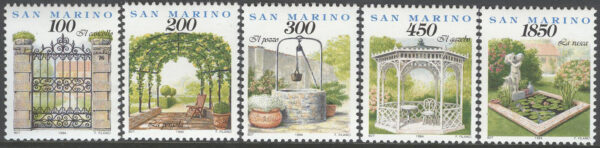 San Marino - M 1570-1574 Trädgårdar med utsmyckning, serie 5 kpl **