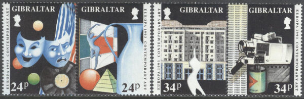 Gibraltar - M  654-657 Europa CEPT 1993 Samtida konst, 2 st par kpl **