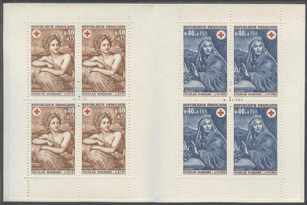 Frankrike - M 1692-1693 Röda Korset 1969 - Konst - Mignard, 8 märken i Häfte kpl **
