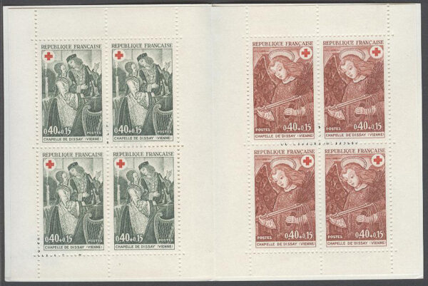Frankrike - M 1733-1734 Röda Korset 1970 - Konst - Fresker, 8 märken i Häfte kpl **