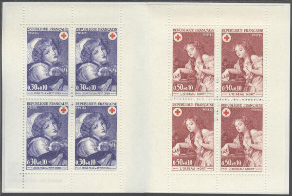 Frankrike - M 1777-1778 Röda Korset 1971 - Konst, 8 märken i Häfte kpl **