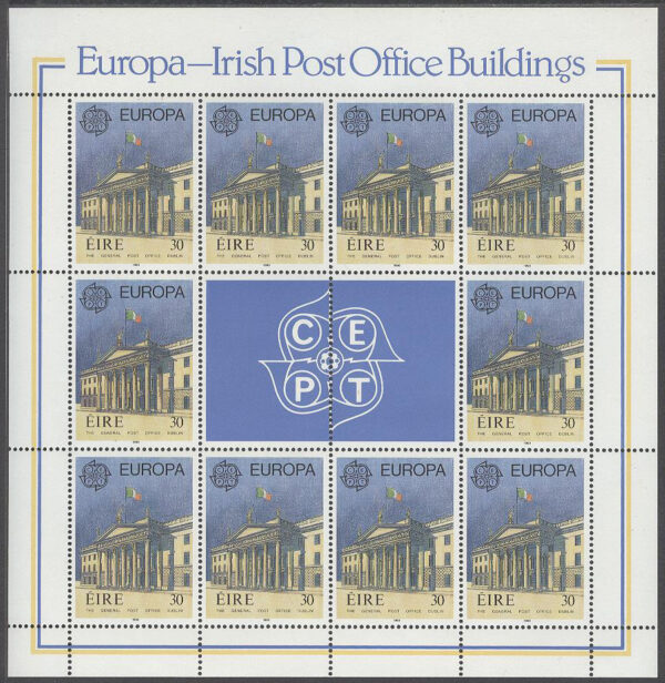 Irland - M  716-717 + Zf Europa CEPT 1990 Postbyggnader, 2 st Miniark kpl **