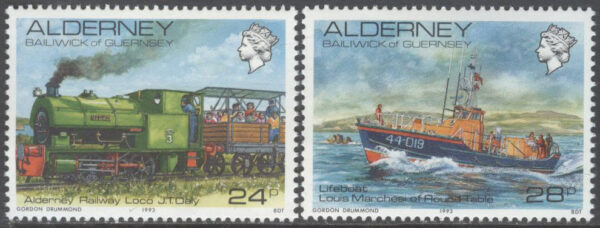 Alderney - M   59-60 Vyer från Alderney - Tåg & Båt, 2 kpl **