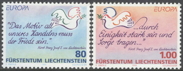 Liechtenstein - M 1103-1104 Europa CEPT 1995 Fred & Frihet - Fåglar, serie 2 kpl **