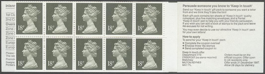 England – M 1136 x 10 Drottning Elisabeth II, 10 märken i Häfte kpl **