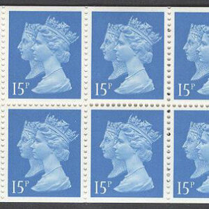 England – M Häfte Drottning Elisabeth II 15p, 10 frimärken i Häfte kpl **