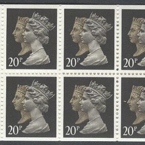 England – M Häfte Drottning Elisabeth II 20p, 10 frimärken i Häfte kpl **