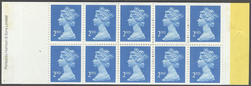 England – M Häfte Drottning Elisabeth II 2ND, 10 frimärken i Häfte kpl **