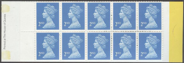 England - M Häfte Drottning Elisabeth II 2ND, 10 frimärken i Häfte kpl **