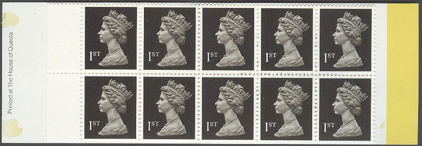 England – M Häfte Drottning Elisabeth II 1ST, 10 frimärken i Häfte kpl **