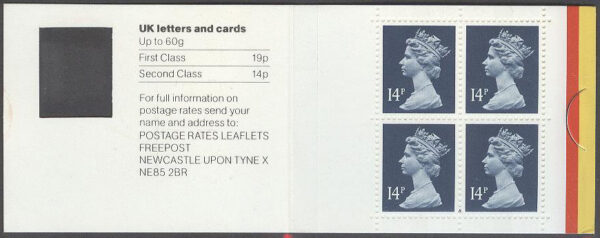 England - M Häfte Drottning Elisabeth II 14p, 4 frimärken i Häfte kpl **