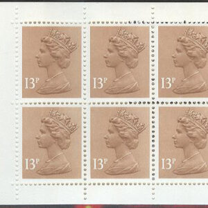 England – M Häfte Drottning Elisabeth II 13p, 10 frimärken i Häfte kpl **