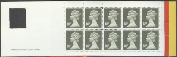 England - M Häfte Drottning Elisabeth II 18p, 10 frimärken i Häfte kpl **