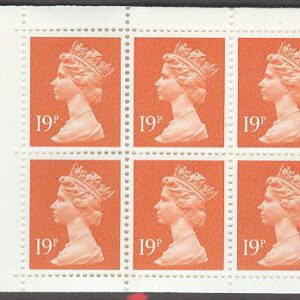 England – M Häfte Drottning Elisabeth II 19p, 10 frimärken i Häfte kpl **