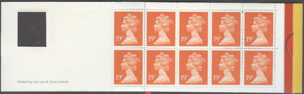 England - M Häfte Drottning Elisabeth II 19p, 10 frimärken i Häfte kpl **
