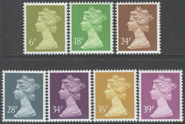 England - M 1355-1361 C Drottning Elisabeth II, 7 kpl **
