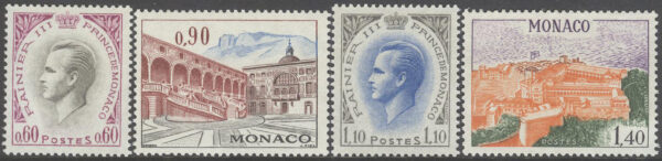 Monaco - M 1017-1020 Fürst Rainier III - Byggnader - Fürstenpalatset, 4 kpl **