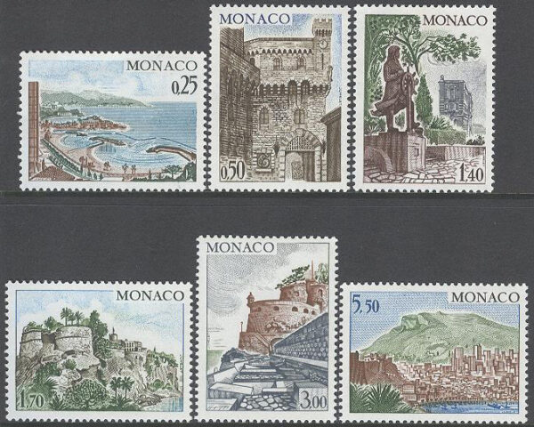 Monaco - M 1148-1153 Vyer och byggnader i furstendömmet, 6 kpl **