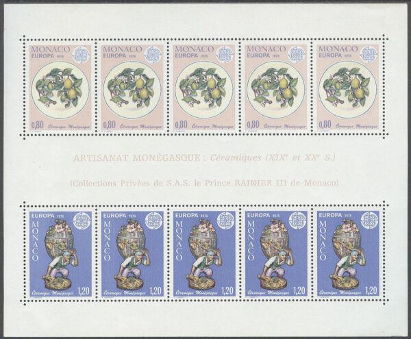 Monaco - M BL  10 Europa CEPT 1976 Konsthantverk, Block **