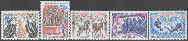 Monaco - M 1351-1355 5:e Internat Cirkusfestivalen i Monte Carlo 1978, 5 kpl **