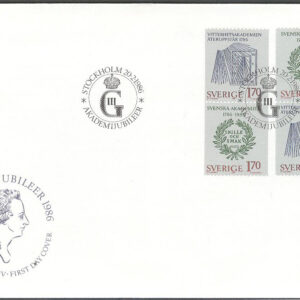 Sverige – FDC 1986-02-20 – Akademijubiléer, serie 4 kpl Vinjett 1
