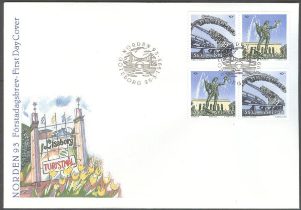 Sverige - FDC 1993-03-25 - Norden X. Turistmål, serie 4 kpl Vinjett 1
