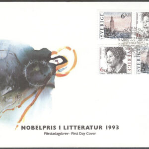 Sverige – FDC 1993-11-25 – Nobelpristagare Litteratur 1993, serie 4 kpl Vinjett 1