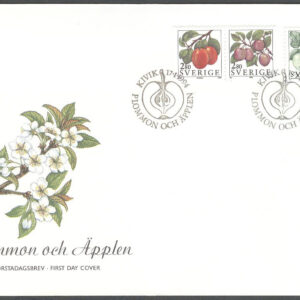 Sverige – FDC 1994-01-17 – Äpplen och plommon, serie 3 kpl Vinjett 1