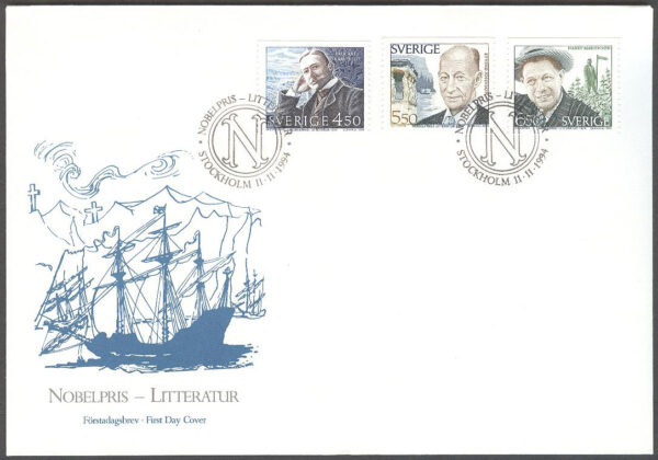 Sverige - FDC 1994-11-11 - Nobelpristagare - Litteratur, serie 3 kpl Vinjett 1