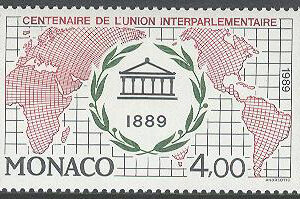 Monaco – M 1928 Interparlamentariska Unionen IPU 100 år, märke kpl **