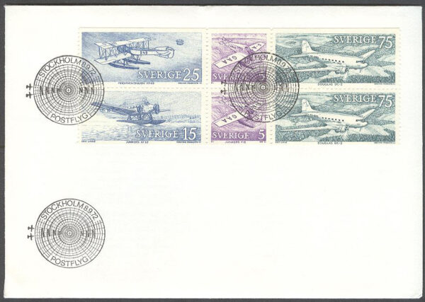 Sverige - FDC 1972-09-08 - Postflyg, Block kpl