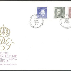 Sverige – FDC 1989-04-20 – Carl XVI Gustaf & Drottning Silvia, 3 kpl Vinjett 1