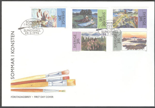 Sverige - FDC 1996-05-24 - Sommar i konsten, serie 4 kpl Vinjett 1