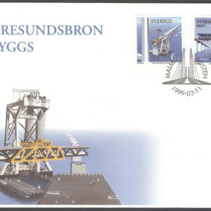 Sverige – FDC 1999-03-11 – Öresundsbron byggs, serie 2 kpl Vinjett 1