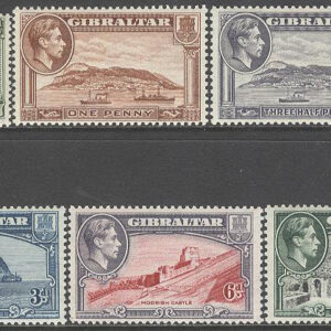 Gibraltar – M  107-109,111-113 Vyer & Kung Georg VI, 6 olika **