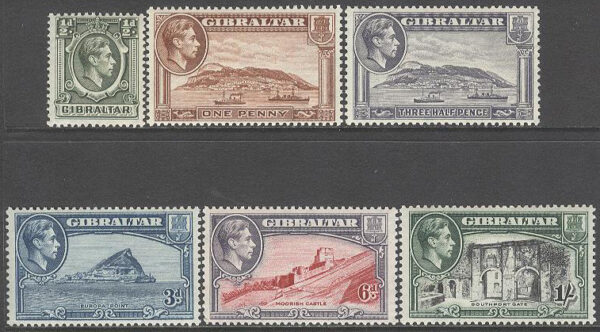 Gibraltar - M  107-109,111-113 Vyer & Kung Georg VI, 6 olika **